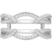 Ring Enhancers for Engagement Rings Vintage Twist Curved Wedding Band Rings Wrap Guard Round Cut AAAAA Cubic Zirconia Cz Size 5-10
