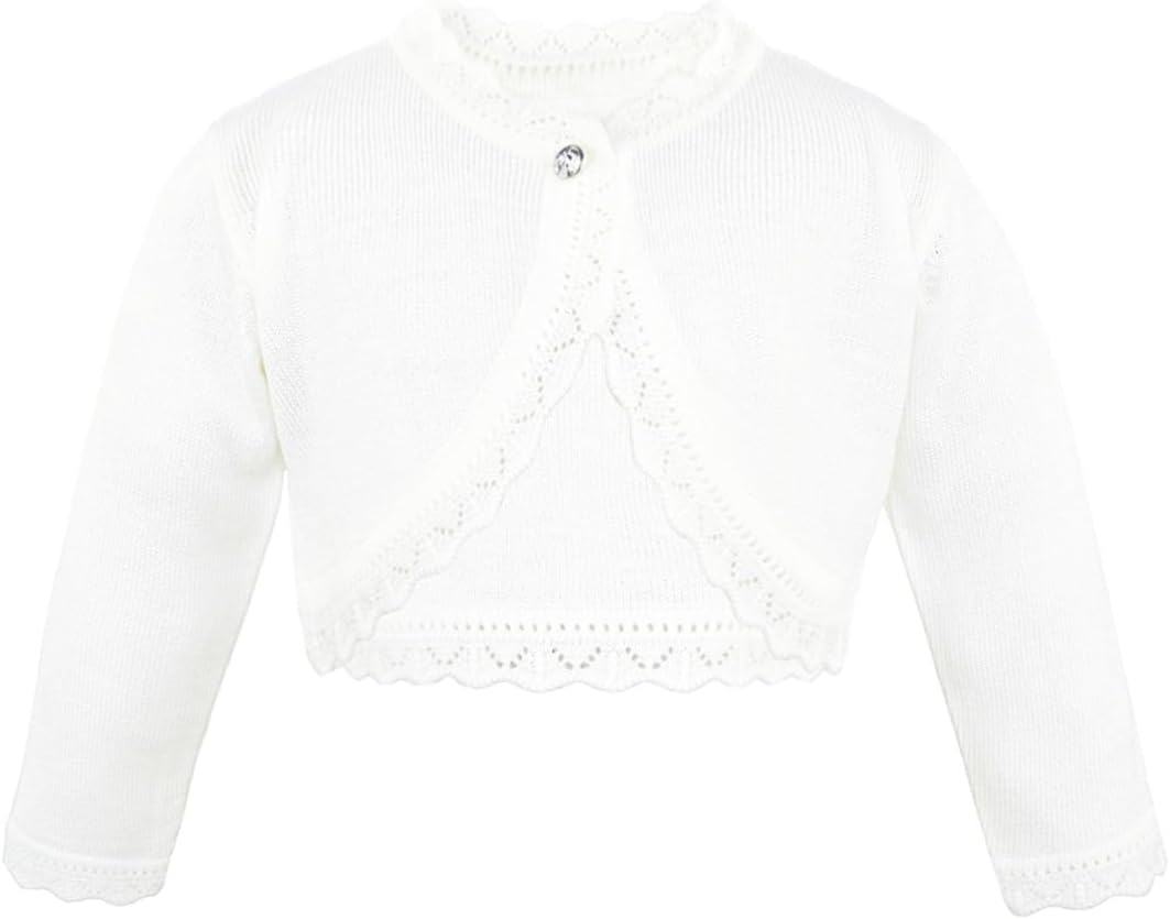 Lilax Little Girls’ Knit Long Sleeve Button Closure Bolero Cardigan Shrug