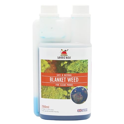 Blanket Weed Treatment For Ponds 500ml Natural Pond Clear Water Treatment - 1 Bottle Treats 11000 Litres - Blanket Weed Algae Control With Flocculant - Safe For Fish Plants & Wildlife - Seedzbox