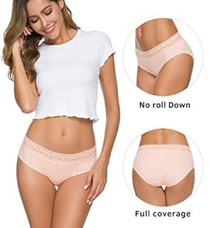 Womens Underwear Cotton Panties for Women Underpants Briefs Hipster Lace Bikini Pack(218-Light, XL)