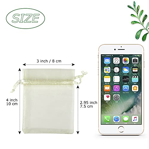 Image of HRX Package 100pcs Little Organza Bags 3 x 4 inch, Pastel Yellow Mesh Bags Drawstring Pouches for Jewelry Bracelets Candy Party Favor Small Gift