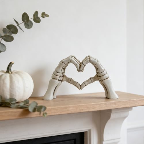 Escultura Manos Esqueleto Corazón 24 cm Decoración Gótica miniatura 3