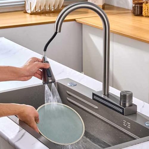 Robinet de cuisine avec douchette pour évier brossé - 5