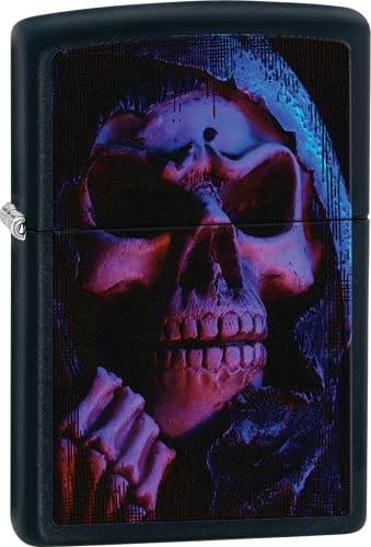 Encendedor Zippo Grim Reaper Negro Mate Eólico miniatura 1