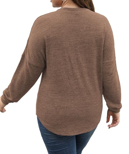 Image of Gloria&Sarah Womens Plus Size Tops Long Sleeve Henley Shirts Fall Fashion Oversized Sweatshirt Tunic Sweaters L-4XL