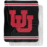 University of Utah Blanket, 50'x60' Primary Logo Stripes Silky Touch Sherpa Back Super Soft Throw Blanket