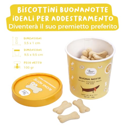 Hygge-Dog-Biscotti-per-Cani-Buonanotte-Biscottini-100-Naturali-gusto-Camomilla-Valeriana-Premietti-Cane-adatti-ideali-per-Addestramento-Tutte-le-taglie-ed-eta-Scorta-per-1-mese-100-gr