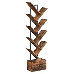 HOOBRO Scaffale a Forma di Albero, Libreria a 9 Livelli, Organizzatore per Libri, Portaoggetti per CD, Stile Vintage, per Soggiorno, Camera da Letto, Studio, Marrone Vintage EBF18SJ01G1