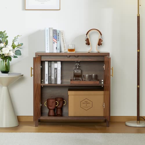 Modern Sideboard Buffet Cabinet, 31.5 Inch Storage Accent Cabinet With Doors In A Rustic Finish And Wood Legs For Hallway, Entryway, Kitchen Or Living Room #TOP5