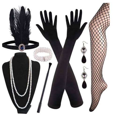 Accesorios de moda años 20 para fiesta temática Gatsby con diadema y pendientes