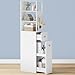 Hzuaneri Mobile da Bagno, Mobiletto Bagno Salvaspazio, Mobiletto Portaoggetti, Alto, unità stretta con cassetto con rotelle, 3 Ripiani Aperti, 40 x 20 x 140 cm, per Bagnos, Soggiorno, Bianco BC32003W immagine