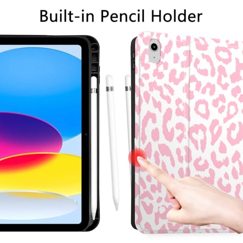 Étui iPad 11 A16 2025 et 10e gén 11" portefeuille léopard rose