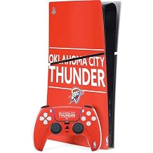Skinit Decal Gaming Skin Compatible with PS5 Slim Digital Edition Bundle - Officially Licensed NBA Oklahoma City Thunder Standard - Orange Design