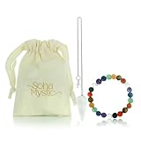 Pendulum & Chakra Healing Crystals Set - Quartz Crystal Pendulum for Divination - Crystals and Healing Stones - Meditation Accessories - Chakra Stones - Reiki Supplies - 8mm Bead Chakra Bracelets