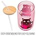 Silver Buffalo Sanrio Hello Kitty & Friends Chococat Chocolate Pink Glass Jar Tumbler with Bamboo Lid and Glass Straw, 16 Ounces