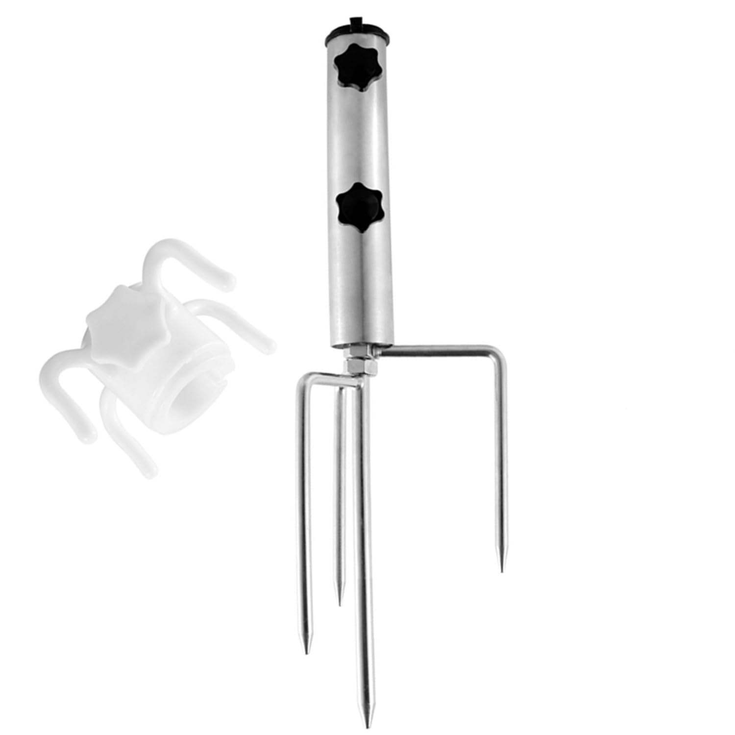 Sutowe Umbrella Stand Anchor with 4 Spikes, Heavy Duty Metal Parasol Base Holder Outdoor Parasol Stand Anchor for Beach Grass Sand Fishing