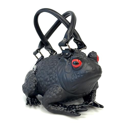 Windy Willow Black Toad Bag with Red Eyes, Purse Satchel Handbag Witch Frog Cottagecore Goblincore Dark Gothic Witchy Aesthetic