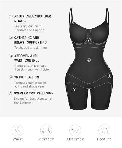 Image of FeelinGirl Shapewear Tummy Control Seamless Bodysuit Hip Enhancer Body Shaper for Women