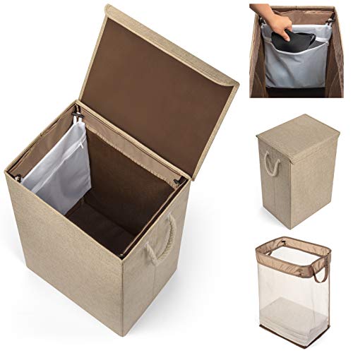 SAVVY SELECTION Laundry Hamper with Lid - Attractive Collapsible Laundry Hamper - Free