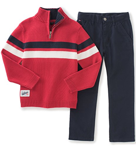 Tommy Hilfiger Baby Sweater Pants Set, Red, 24 Months