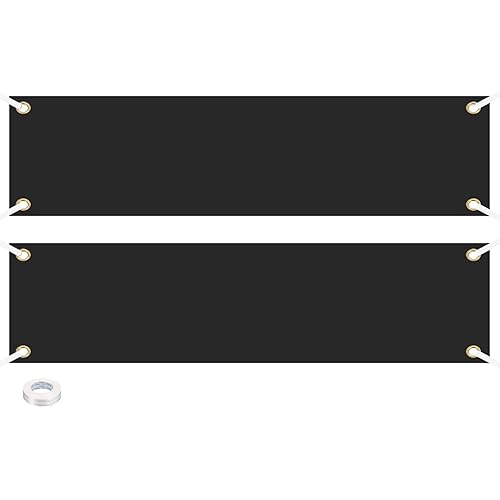 PATIKIL Blank Banners Signs to Decorate 2'x8' Sublimation Black Banner with Hanging Rope for Business Outside Outdoor Wall, 2 Set
