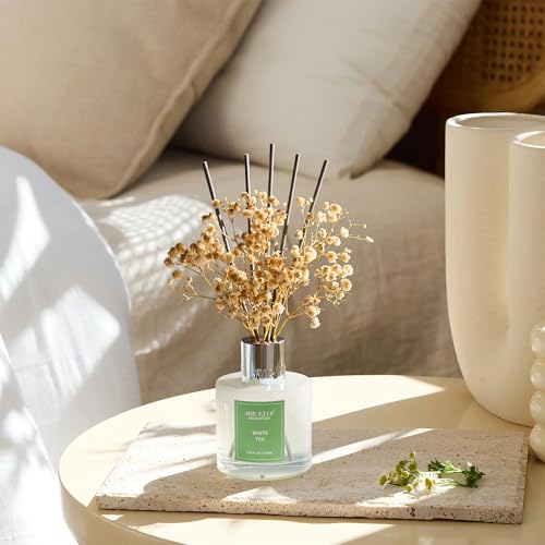 Image of Airkeep Reed Diffuser Set,3.38 fl oz (100 ml) - White Tea Oil Diffusers with 8 Reed Sticks, Home Fragrance Reed Diffuser for Bathroom Shelf Decor