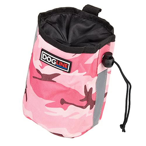 Image of Dogline Dog Treat Pouch: Puppy Training Bag, Pet Kibbles and Snacks Holder, Litter Waste Bags Dispenser with Adjustable Drawstring Closure, Large Capacity with Mesh Pocket, Strong Nylon Material