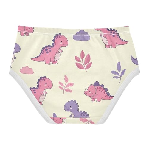 Toddler Girl Panties, Cute Purple Cartoon Dinosaurs Girls' Cotton Brief Underwear, 2–8 Years2