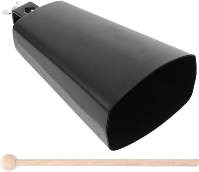 Cowbell Percussion Instrument 7 Inch Metal Steel Bell with Handle Heavy Duty Noise Maker for Sports Events Concert Atmosphere Team Cheering Stage Performance Festival Sound Effects