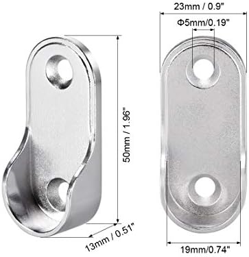 sourcing map Zinc Alloy Oval Closet Rod End Supports, Fit Rod Dia 19mm 4 PCS - Wardrobe Rod Flange Bracket Support