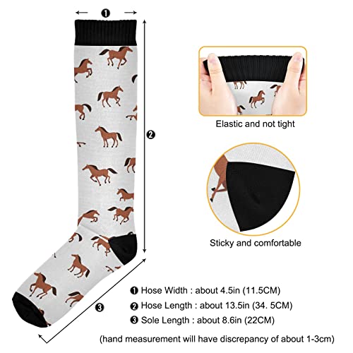 Wusikd Brown Horse Compression Socks for Women and Men Circulation White Long Socks for Athletic Running 23