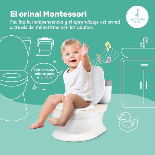 Bacio para Bebé – Bacios Infantis com Som para Aprender a Ir ao Banheiro – Sanita para Bebés e Crianças – Antiderrapante com Som de Descarga e Música – Com Recipiente Removível – Adaptador de Sanita