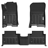 3W Floor Mats for Chevrolet Chevy Colorado/GMC Canyon Crew Cab 2023 2024 2025, All Weather TPE Custom Fit Floor Mats for Cars, 1st and 2nd Row Car Floor Mats, Black