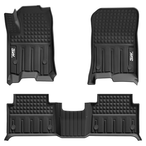 3W Floor Mats for Chevrolet Chevy Colorado/GMC Canyon Crew Cab 2023-2025 2026 All Weather TPE Custom Fit Floor Mats for Cars 1st and 2nd Row Car Floor Mats Black