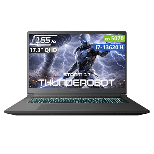 Image of Thunderobot Storm 17 5070 17 inch Gaming Laptop, 17.3 inch QHD 165Hz 2K Display, Core i7-13620H, GeForce RTX 5070, 16GB DDR5 RAM, 512GB SSD, HDMI, Type-C, RGB Backlit Keyboard, Wi-Fi 6, Win 11 Home