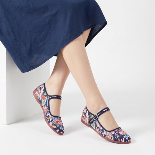 Image of Womens Classic China Flats, Casual China Doll Shoes, Cotton Mary Janes, Chinese Tai Chi Shoes