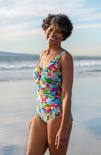Maxine Of Hollywood Women's V-Neck Twist Front Shirred One Piece Swimsuit4