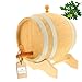 Produktbild HOFMEISTER® 3 Liter Eichen-Fass, für Wein, Whisky & Schnaps, traditionelle EU Handarbeit, inkl. Anleitung, Hahn, Stopfen & Bock, Wein-Fass, kleines Holz-Fass, 25,5 x 22,5 x 26,5 cm