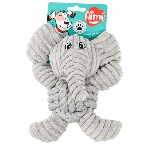 Aimé - Jouet Peluche Éléphant pour Chien - Doudou Doux Et Agréable Au Toucher - Accessoire Interactif pour Tous Types de Chiens - 16 cm