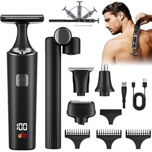 Elektrischer Rückenrasierer für Männer, 5 in 1 Körper-Trimmer, Body Rasierer Trimmer Intimrasierer Herren Wasserdicht für Gesicht, Kinn, Arme, Rücken, Schamhaar, Pflege-Set