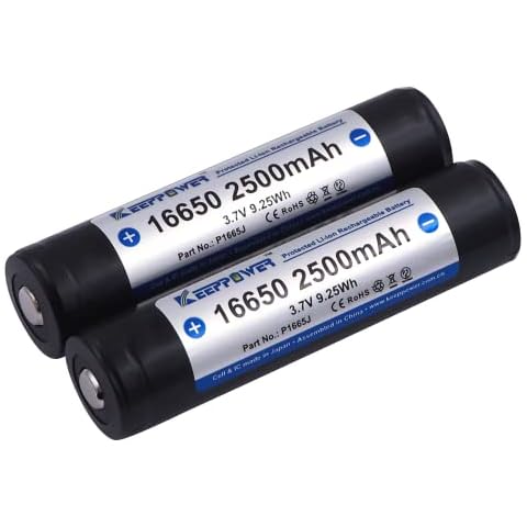 Keeppower Protected 16650 Rechargeable Li-ion Battery 2500mAh 3.7V P1665J (2 Pack) Cover