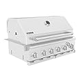 Spire Premium Grill Built-in Head, 6-Burner with Rear Burner Propane Grill, Convertible to Natural Gas, 36 inches Built-In Island Grill Head, Stainless Steel, BBQ Grill Island