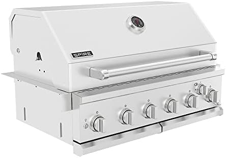 Spire Premium 6 Burner Built In Gas Grill Island Head, Stainless Steel 36 Inch Propane Grill with Rear Burner, 73,000 BTUs, 904 SQ In Racks with Dual Fuel Compatibility - 740-0781P