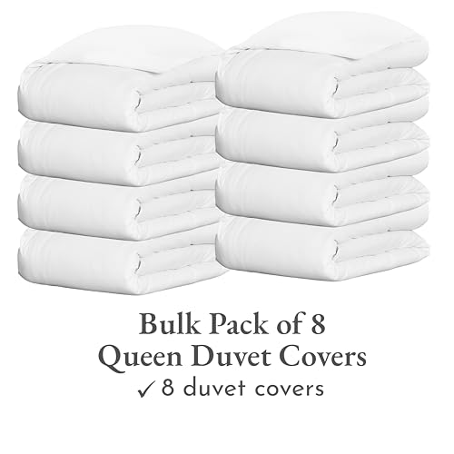 Image of California Design Den Bulk Pack of 8 Full /Queen Size Duvet Covers (Not a Set) - 400 Thread Count 100% Cotton Sateen, Case Includes 8 Duvet Covers Only (White)