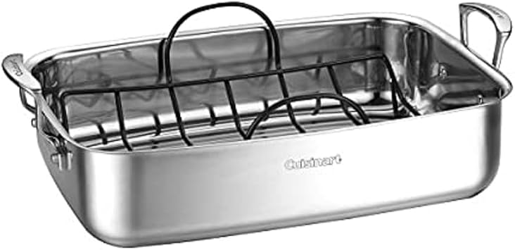 Cuisinart 7117-15NSR 15" Stainless Steel Roaster w/Non-Stick Rack Chefs-Classic-Stainless-Cookware-Collection, Inch