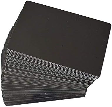 RETERMIT 100pcs Laser Engraved Metal Business Cards Blanks 3.4x2.1in Thickness 16 mil (0.40mm) Stainless Steel Business Cards Aluminum Business Cards (Black)
