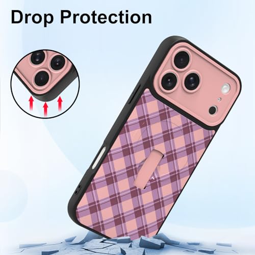 Coque iPhone 17 Pro Max béquille compatible Magsafe à carreaux mignon - 5