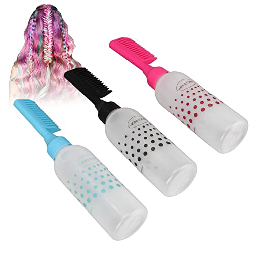 Comb Applicator Bottle Clear Scale Ergonomic Design Plastic Hair Coloring Bottle For Hair Dye Shampoo 3Pcs #TOP4
