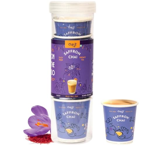 Image of Cup-Ji Saffron Chai Premix Cups | Instant Tea | 7 Cups | Kadak Ghar-Wali | No Added Sugar | Desi Chai | On the Go | Easy Prep | For Office and Travel