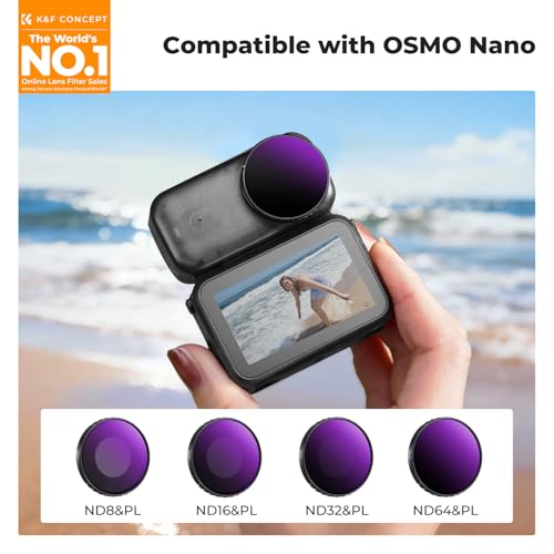 Image of K&F CONCEPT ND&PL Filter Set Compatible with DJI Osmo Nano Vlogging Camera, 4 Pack Multicoated HD Optical Glass ND8 /PL ND16 /PL ND32 /PL ND64 /PL Filters, Action Camera Lens Accessories